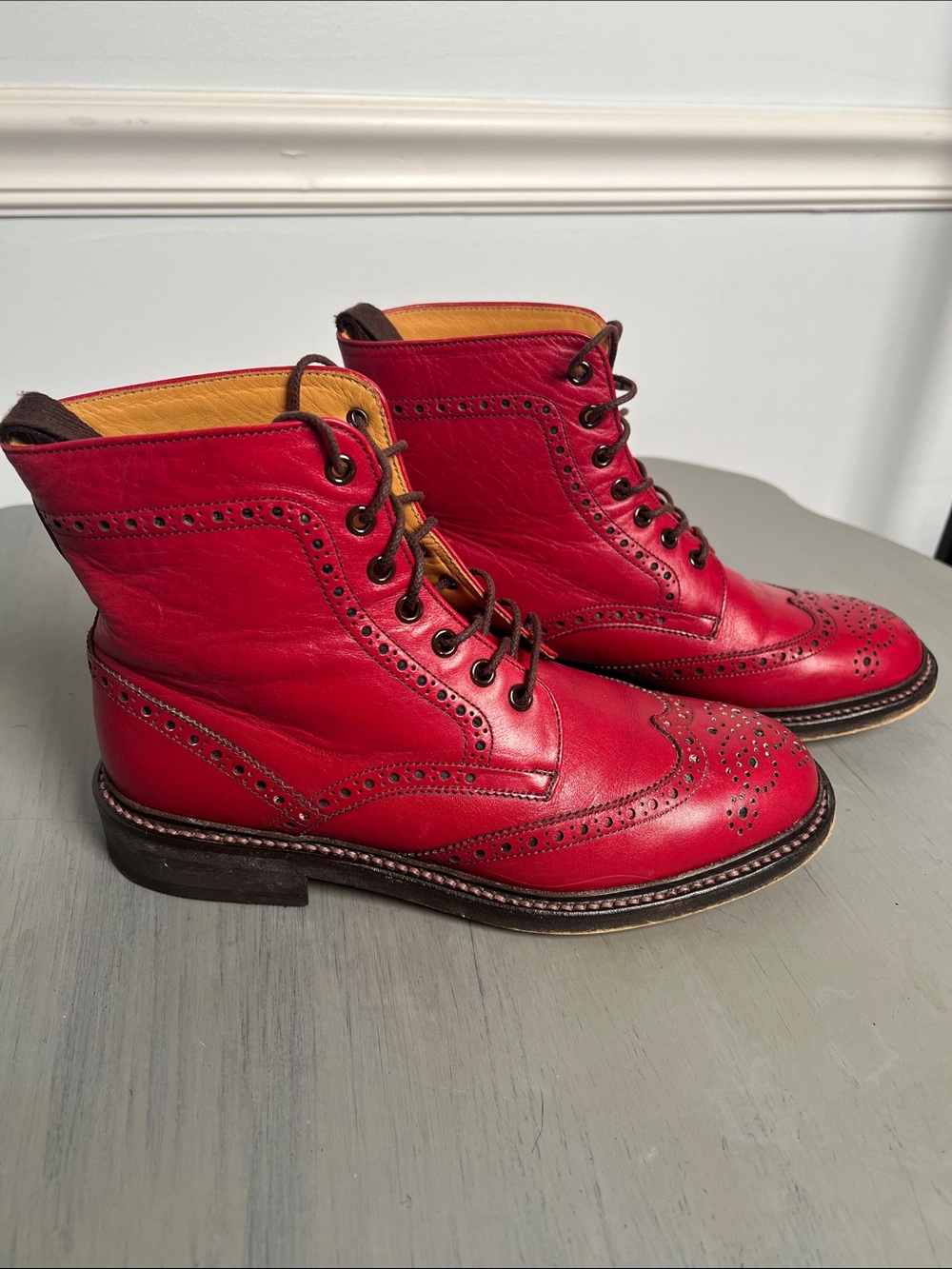 Regal Brand Women’s Red Leather Wingtip Lace-Up Boots.Size 6.5 classic boots
